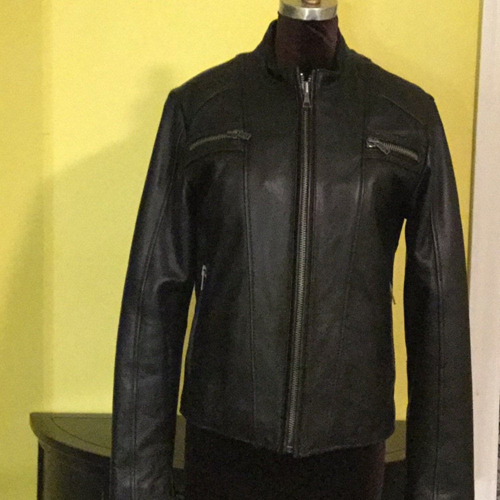 Men’s Wilson leather jacket with zipper detailing